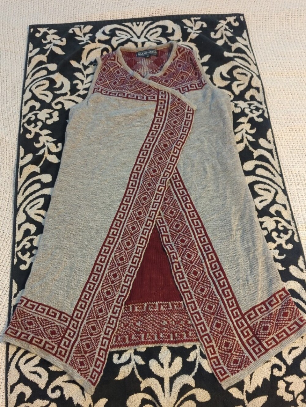 Almost Famous Gray Red Summer Weight Tunic Geometric Tribal Y2k Sleeveless - M - Picture 3 of 16